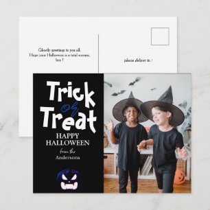 pumpkin jack-o-lantern Halloween Family One Photo Holiday Postcard