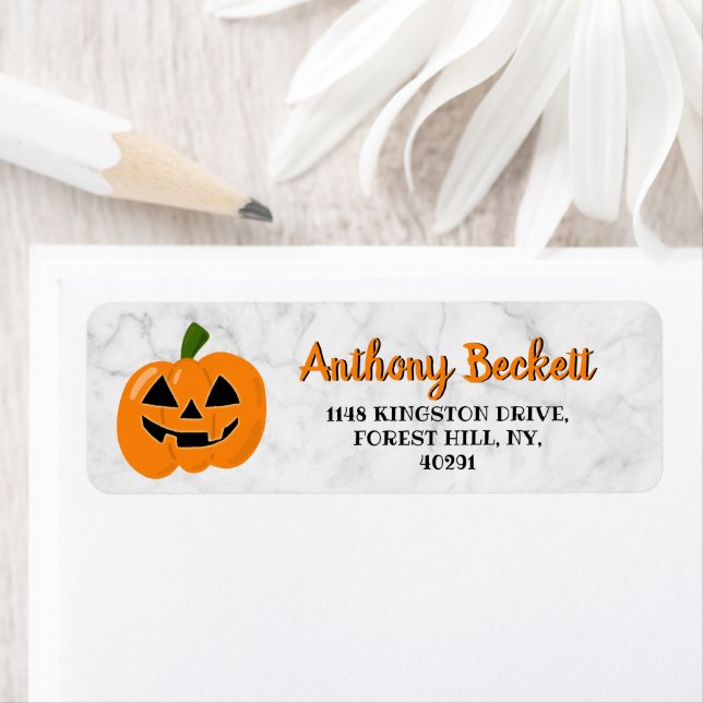 Pumpkin Jack-o'-lantern Halloween Label (Insitu)