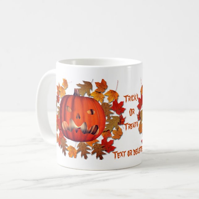 Pumpkin Jack O Lantern Halloween Personalized Coffee Mug (Front Left)