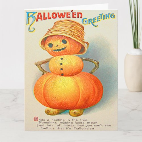 Pumpkin Jack O Lantern Snowman Card