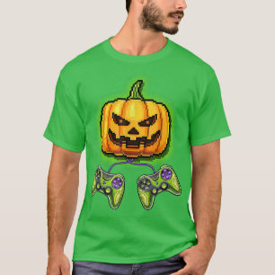 Pumpkin Jack-O-Lantern Video Game Controller Hallo T-Shirt