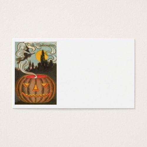 Pumpkin Jack O Lantern Witch Full Moon Business Card