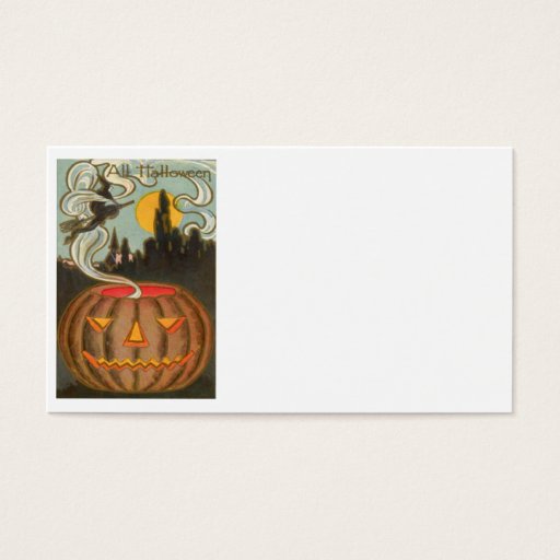 Customizable Pumpkin Jack O Lantern Witch Full Moon Business Card