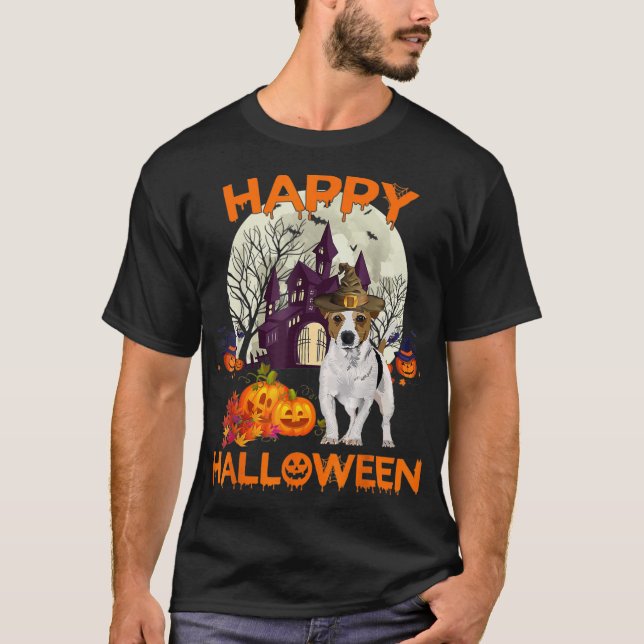 Pumpkin Jack Russell Terrier Happy Halloween Dog G T-Shirt (Front)