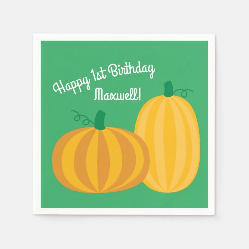 Pumpkin Kids Birthday Party Napkins