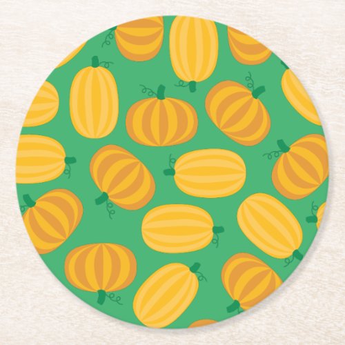 Pumpkin Kids Birthday Party Round Paper Coaster