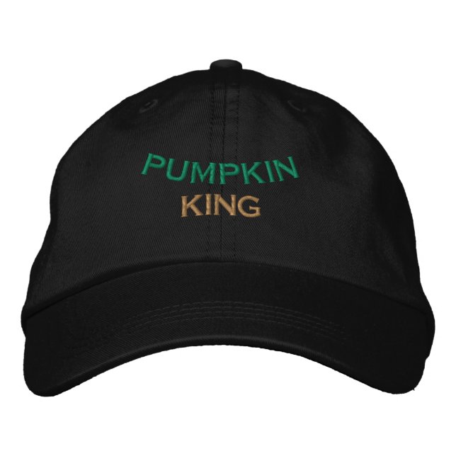 PUMPKIN KING Text Spooky Season Holiday-Hat Black  Embroidered Baseball Cap (Front)
