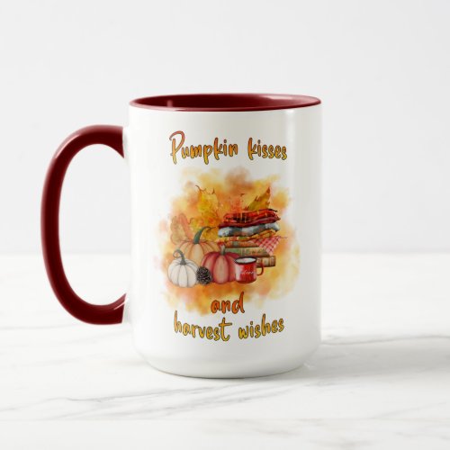 Pumpkin Kisses and Harvest Wishes 15oz Mug 