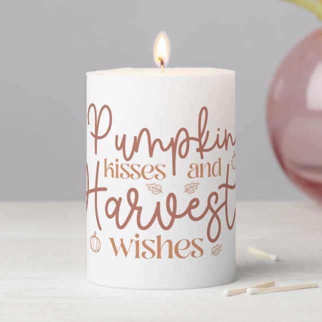 Pumpkin Kisses and Harvest Wishes Pillar Candle (In Situ)