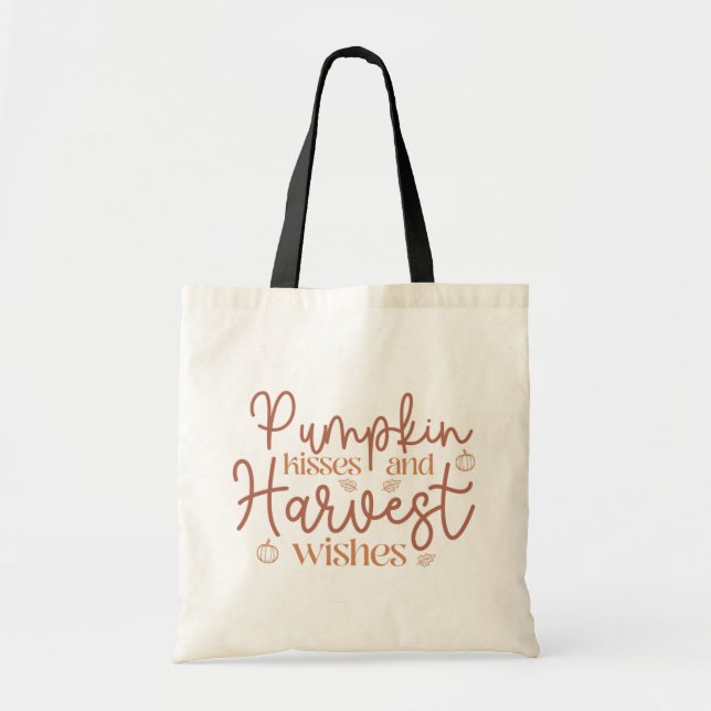 Pumpkin Kisses and Harvest Wishes Tote Bag (Front)