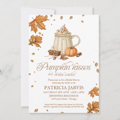 Pumpkin Kisses & Bridal Wishes Fall Bridal Shower Invitation