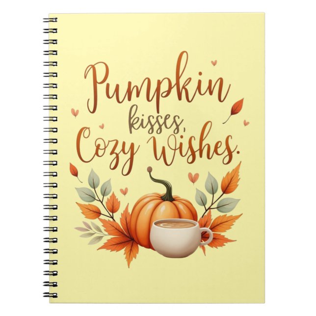 Pumpkin Kisses, Cozy Wishes  Notebook (Front)