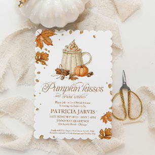 Pumpkin Kisses Fall QR Code Bridal Shower Invitation