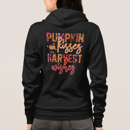Pumpkin Kisses Harvest Wishes Autumn Leaves Print Hoodie