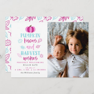 Pumpkin Kisses & Harvest Wishes Birth Announcement