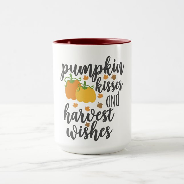 pumpkin kisses harvest wishes coffee mug design (Center)