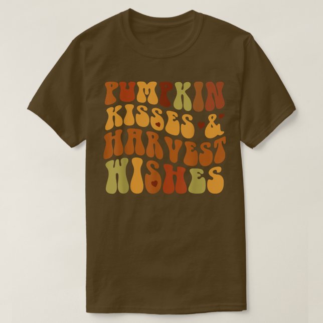 Pumpkin Kisses Harvest Wishes Fall Autumn Pumpkin  T-Shirt (Design Front)