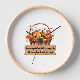 Pumpkin Kisses & Harvest Wishes Fall Design Oversi Clock
