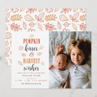 Pumpkin Kisses & Harvest Wishes New Baby Invitation