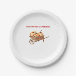 Pumpkin Kisses & Harvest Wishes Oversized T-Shirt. Paper Plates
