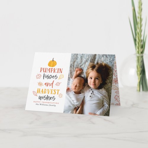 Pumpkin Kisses  Harvest Wishes Thanksgiving Holid Holiday Card