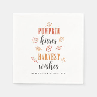 Pumpkin Kisses & Harvest Wishes Thanksgiving Napkins