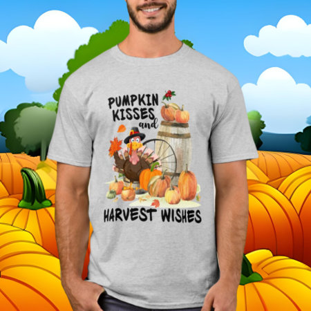 Pumpkin Kisses Harvest Wishes Women T-shirt