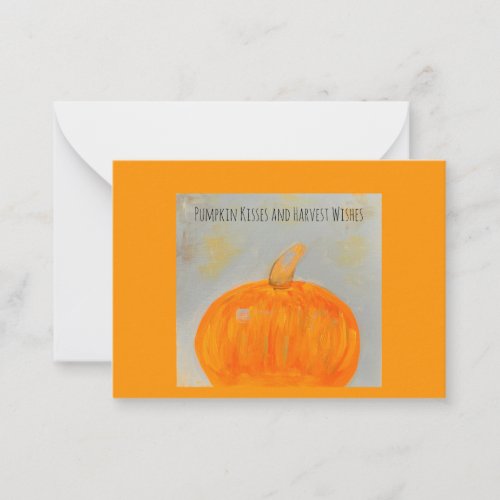 Pumpkin Kisses Orange Flat Note Card