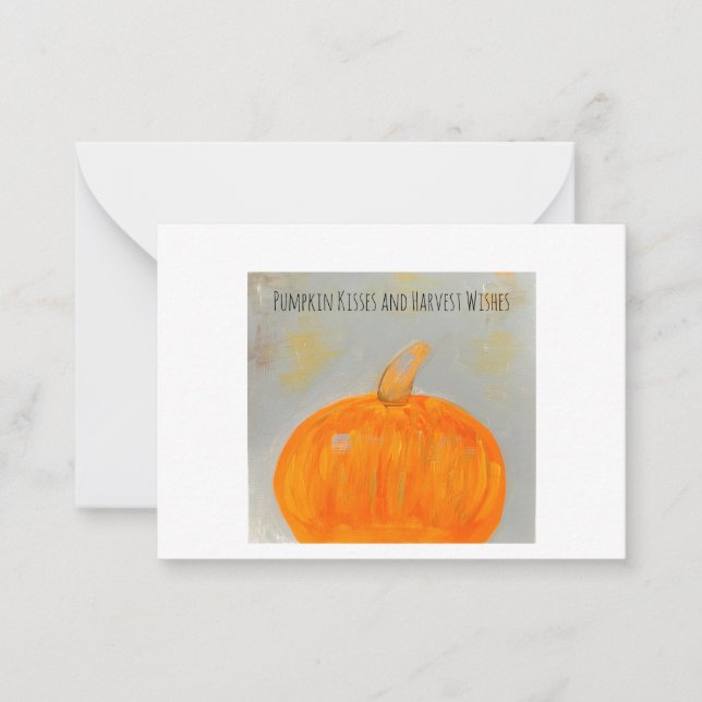 Pumpkin Kisses White Flat Note Card (Front)
