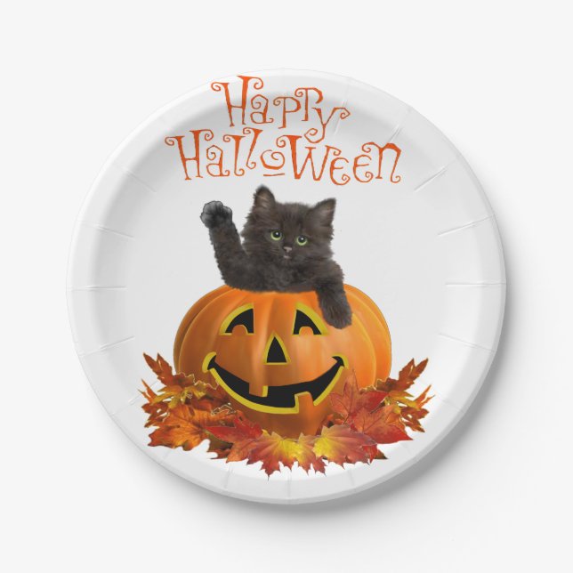 Pumpkin Kitty Paper Plates (Front)