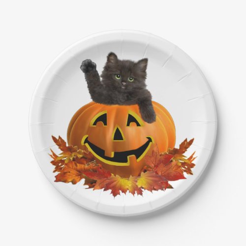 Pumpkin Kitty Paper Plates