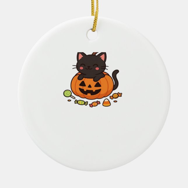 Pumpkin Kitty Parade Essential T-Shirt Ceramic Ornament (Front)