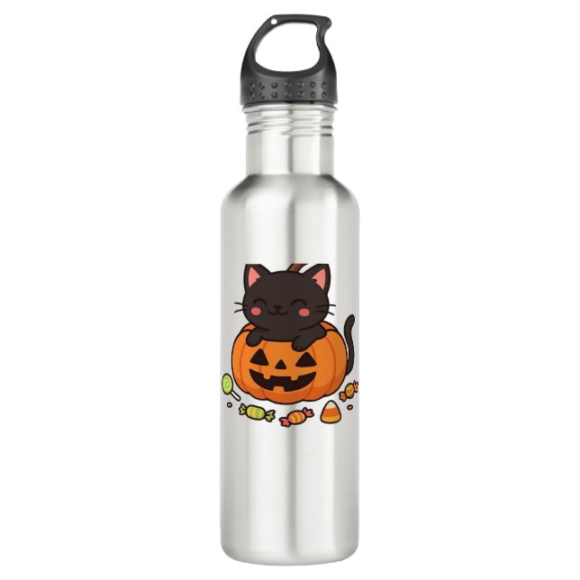Pumpkin Kitty Parade Essential T-Shirt Stainless Steel Water Bottle (Front)