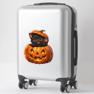 Pumpkin kitty whimsical happy Halloween vinyl stic Sticker