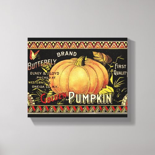 Pumpkin Label Antique Butterfly Brand Canvas Print