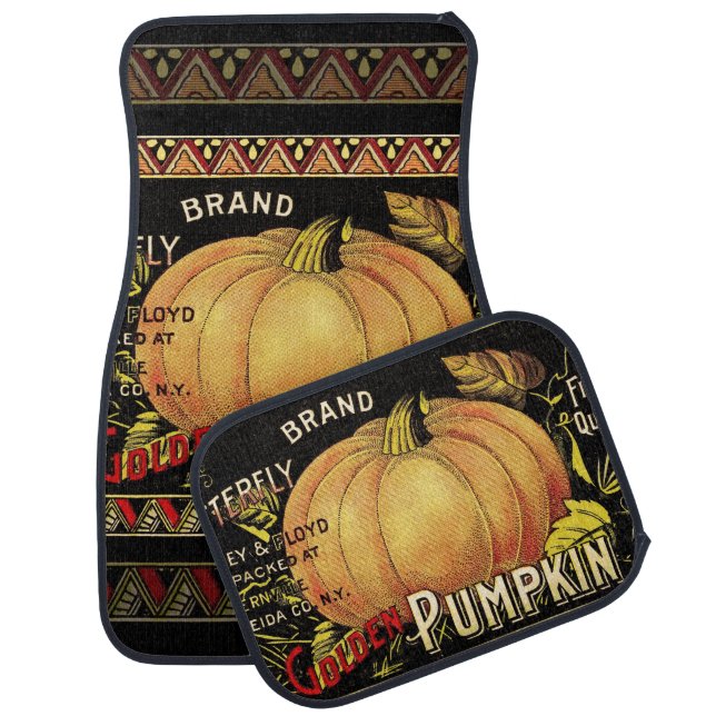 Pumpkin Label Antique Butterfly Brand Car Floor Mat (Set)