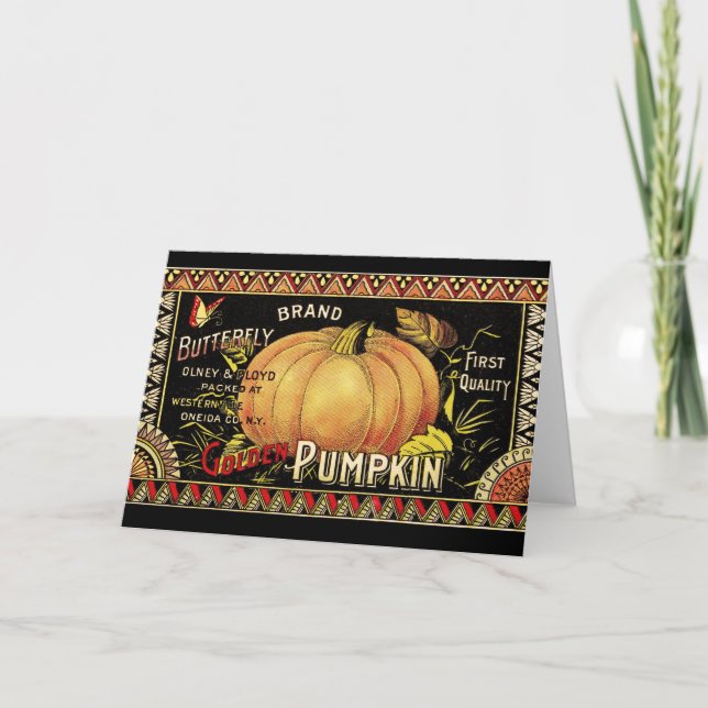 Pumpkin Label Antique Butterfly Brand Card (Front)