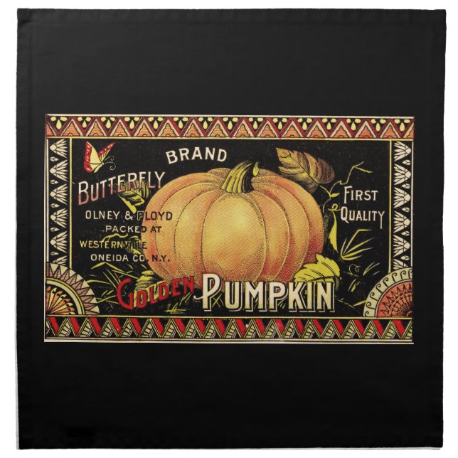 Pumpkin Label Antique Butterfly Brand Cloth Napkin (Front)