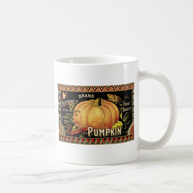 Pumpkin Label Antique Butterfly Brand Coffee Mug (Right)