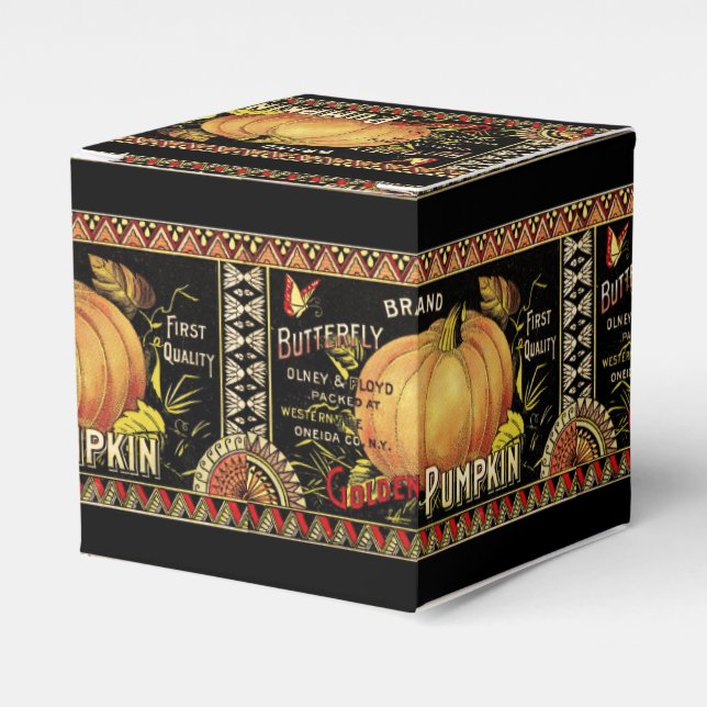 Pumpkin Label Antique Butterfly Brand Favor Boxes (Front Side)