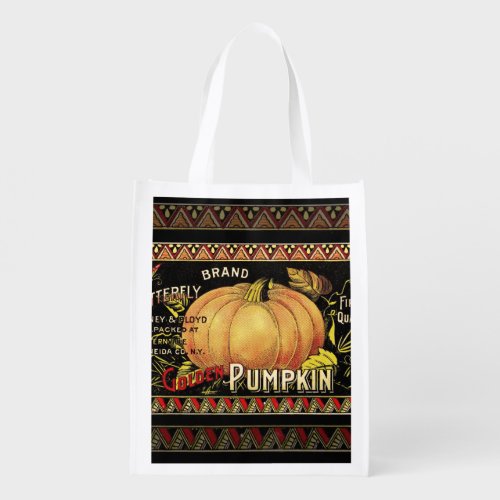 Pumpkin Label Antique Butterfly Brand Grocery Bag