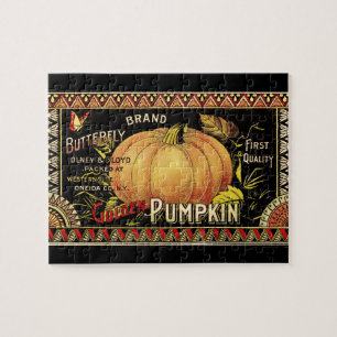 Pumpkin Label Antique Butterfly Brand Jigsaw Puzzle