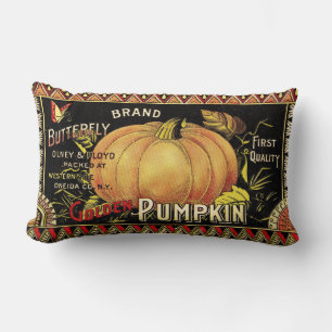 Pumpkin Label Antique Butterfly Brand Lumbar Pillow