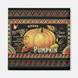 Pumpkin Label Antique Butterfly Brand Magnet