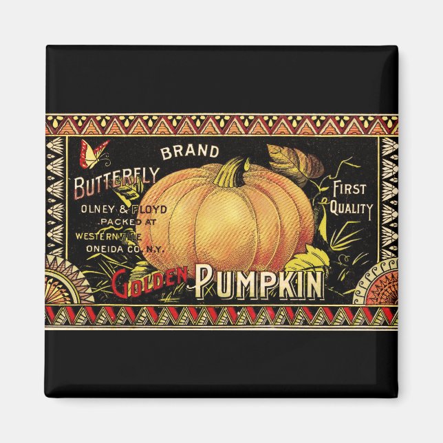Pumpkin Label Antique Butterfly Brand Magnet (Front)