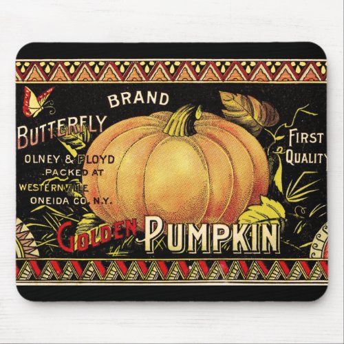 Pumpkin Label Antique Butterfly Brand Mouse Pad