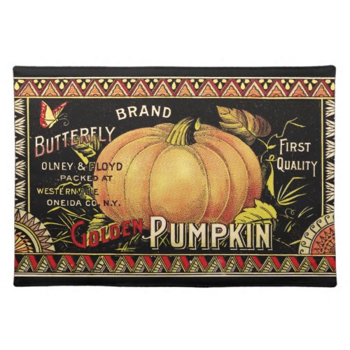 Pumpkin Label Antique Butterfly Brand Placemat