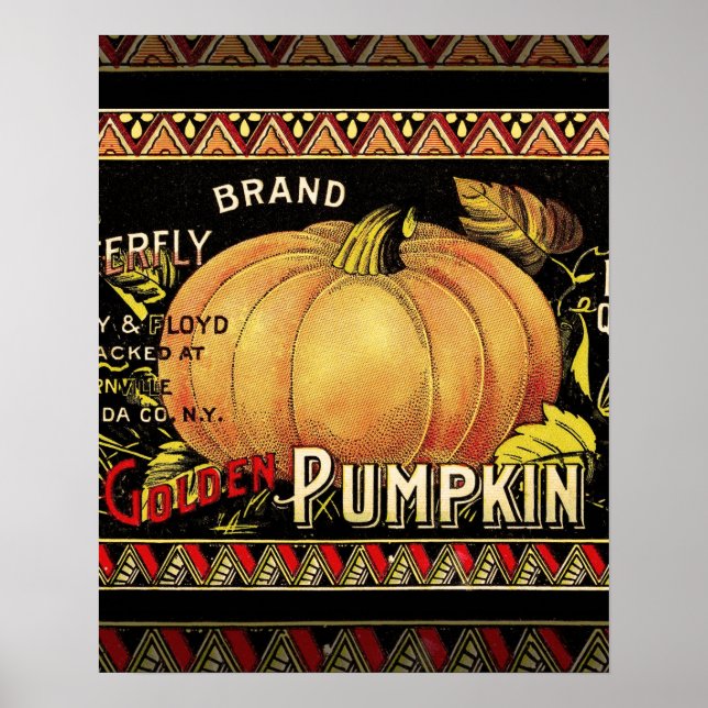 Pumpkin Label Antique Butterfly Brand Poster (Front)