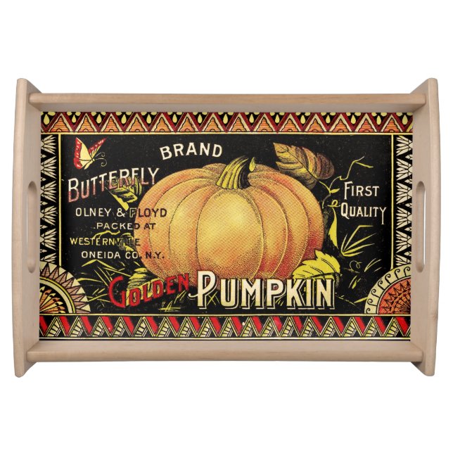 Pumpkin Label Antique Butterfly Brand Serving Tray (Front)