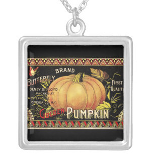 Pumpkin Label Antique Butterfly Brand Silver Plated Necklace